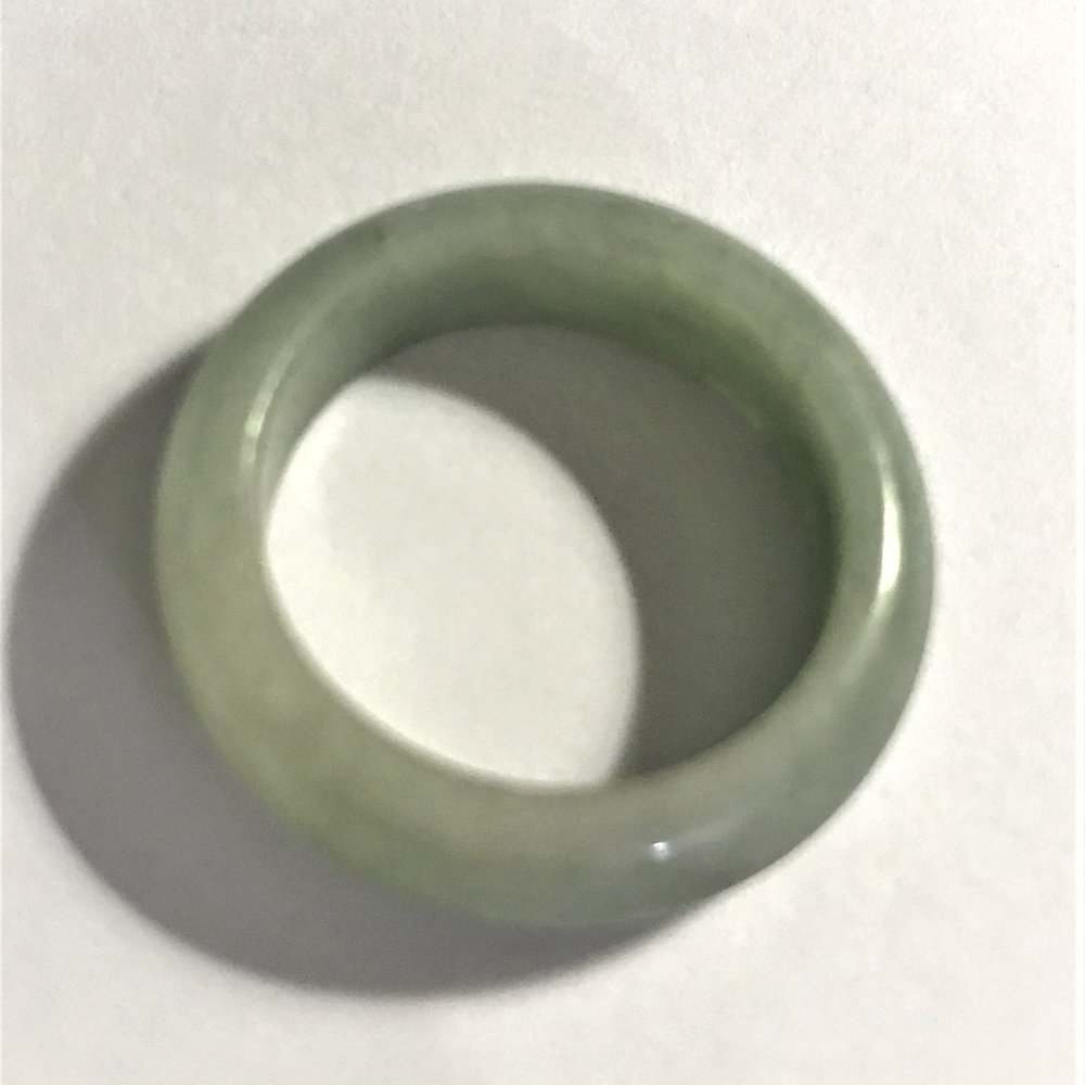Hand Carved Vintage Natural Jade Band. US Size 8